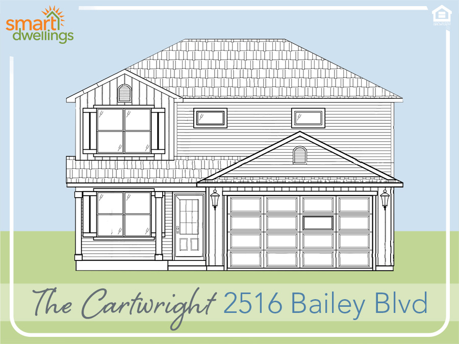Exterior Rendering of Cartwright with blue and green background